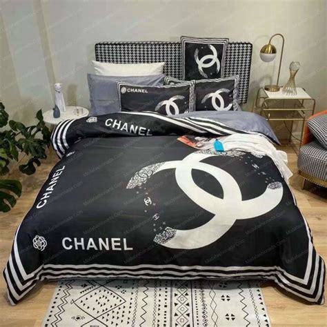 chanel king size comforter set|designer bedding sets Chanel.